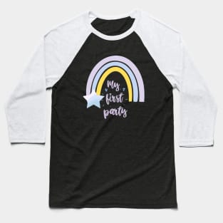 My first party quote, lettering, rainbow art, star baby shower Baseball T-Shirt